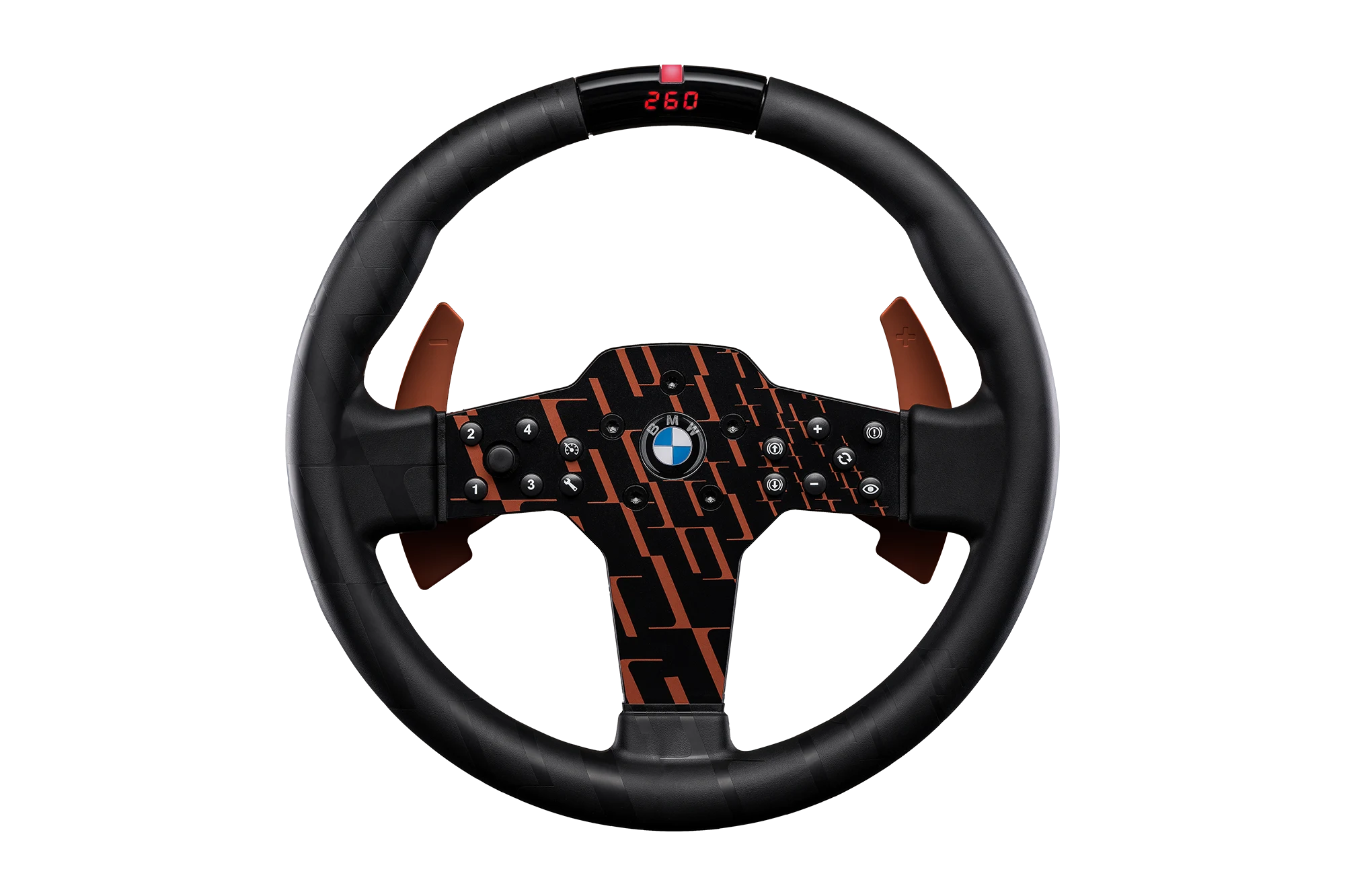 Fanatec CSL Steering Wheel BMW com QR2 Lite — vista frontal com RevStripe e display