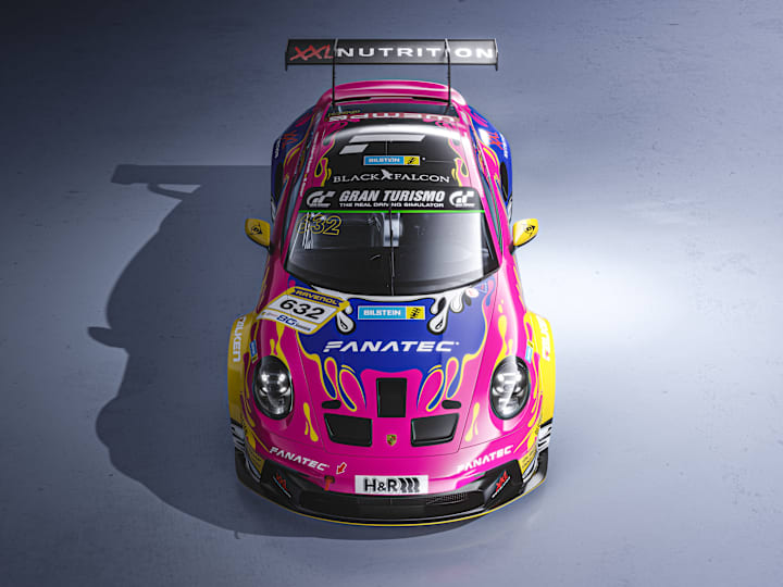Winning Black Falcon Fanatec Cup Car livery, alternate view