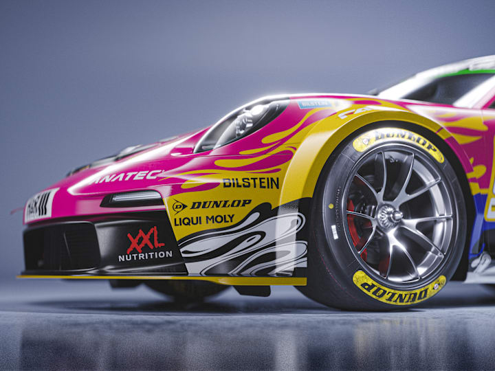 Winning Black Falcon Fanatec Cup Car livery, detail view