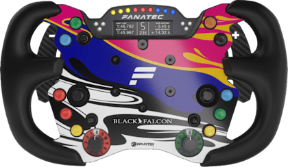 ClubSport Steering Wheel GT3 with the Black Falcon Endurance decal applied
