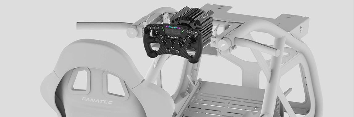 Fanatec Direct Drive mounted on an example cockpit frame - Modular by Design