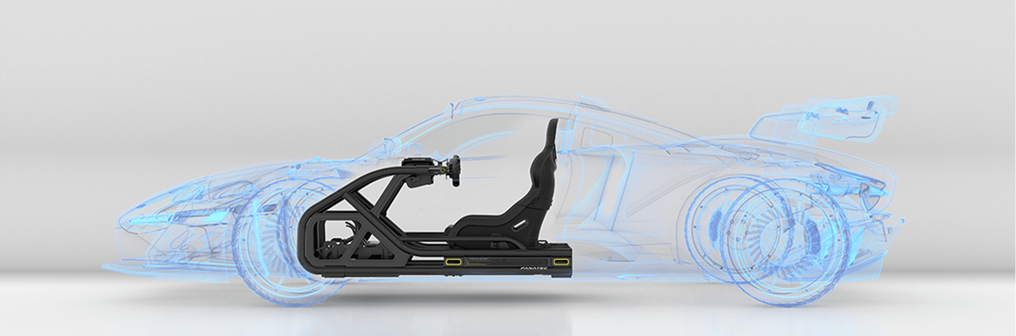Fanatec Cockpit displayed against the outline of a real car - Realism is the spec sheet