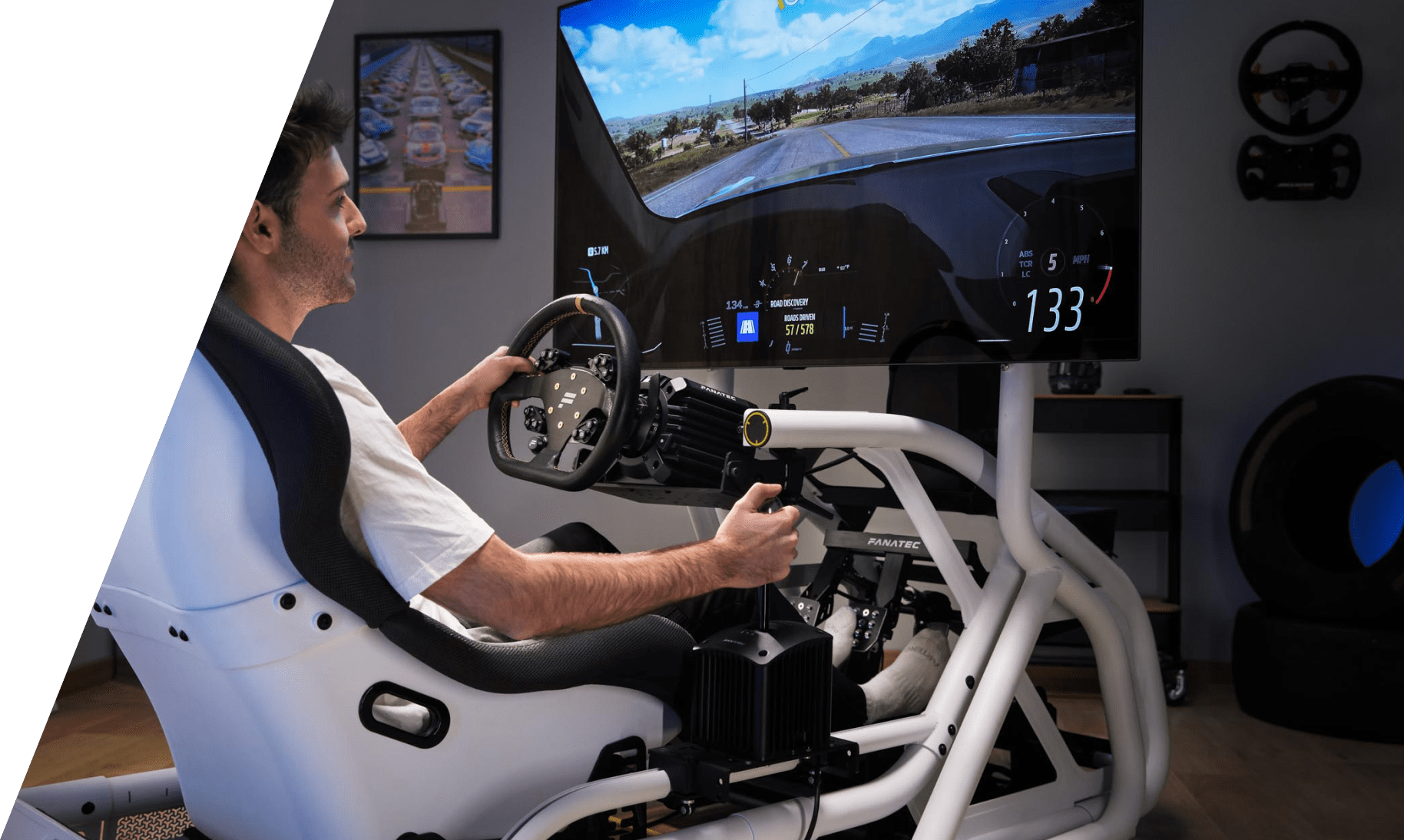 Sim racers from around the world at their Fanatec setups