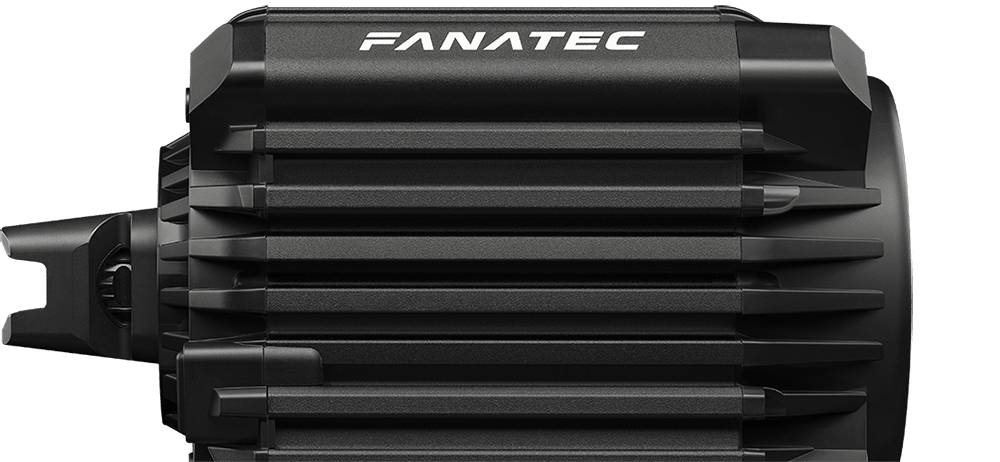 Fanatec ClubSport DD 12 Nm — visão lateral do corpo com aletas