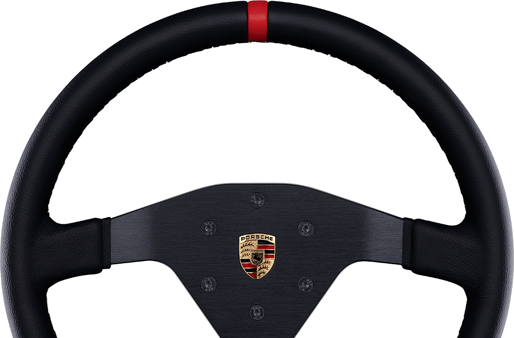 Porsche 911 GT3 Cup — aro em couro liso com faixa vermelha superior