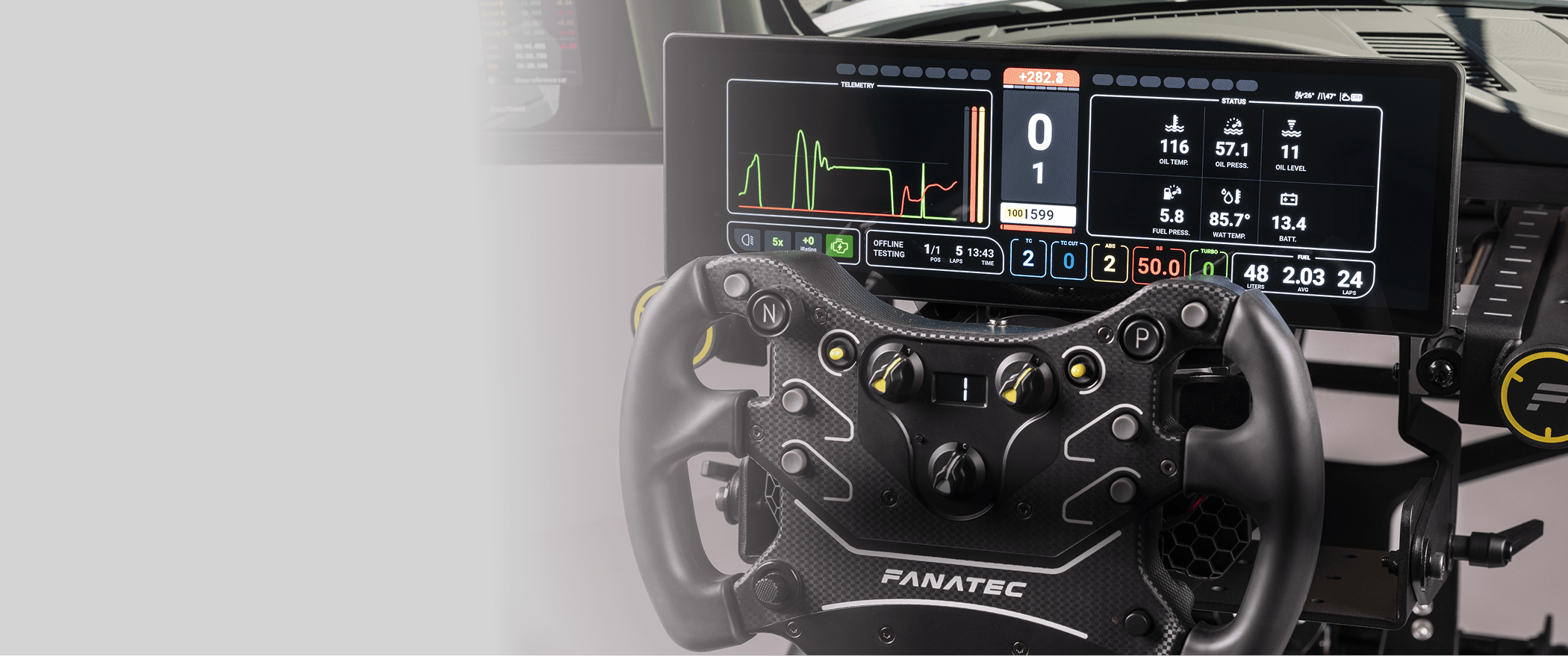 Fanatec CORSAIR XENEON EDGE (White) + Mounting Bracket Bundle – Závodění na hraně. Ovládání na dosah ruky.